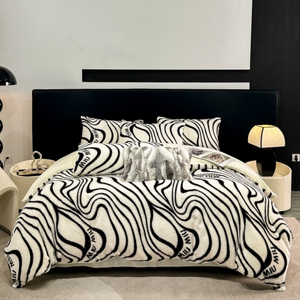 Gedrukte melkfluwelen beddengoed sets pluche elegantie