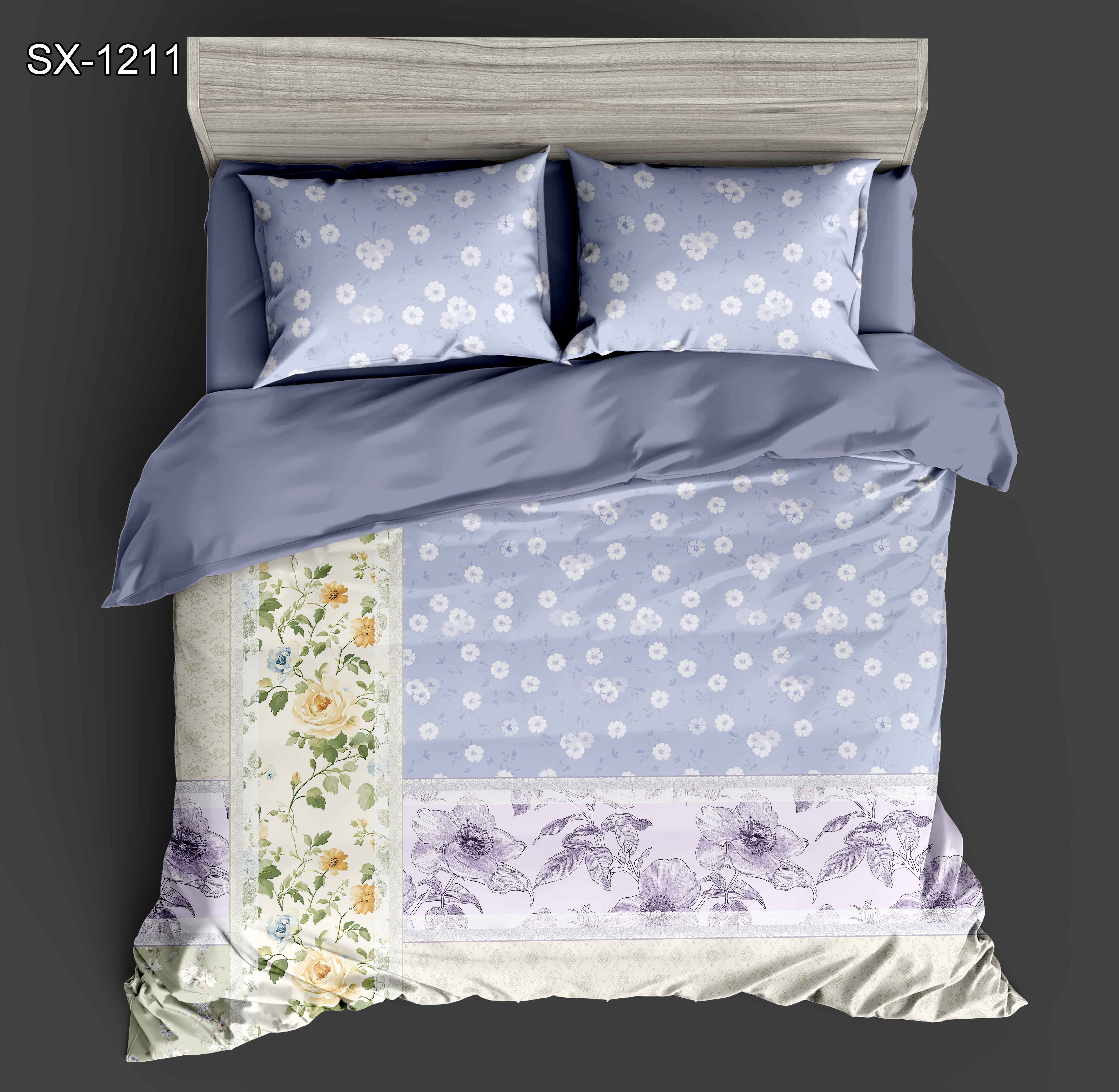 5D digitaal bedrukt lakenset met patchwork bloemen- en vintage patroonontwerp