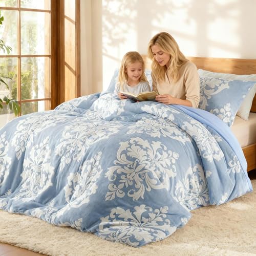 Winterdekbed van burnout-bedrukt flanel, Boheems pluche dekbed met ultrazachte achterkant van microvezel, warm beddengoed voor het hele seizoen